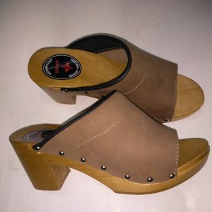 306 KLAPKI DREWNIAKI ELEGANCKIE BEŻ SŁUPEK