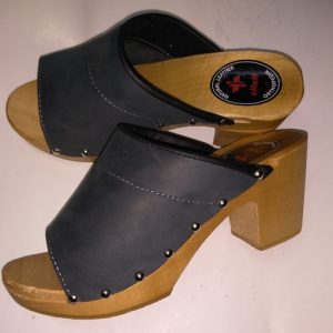 306 KLAPKI DREWNIAKI ELEGANCKIE GRAFIT SŁUPEK