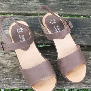 329 Drewniaki Sandały Damskie Skórzane Skóra Naturalna