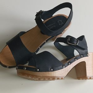 329 Drewniaki Sandały Damskie Skórzane Skóra Natura